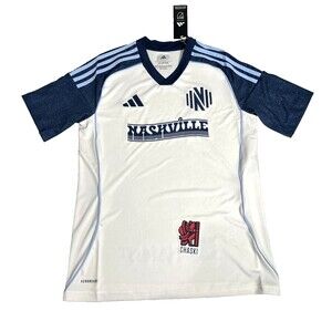 Adidas Nashville SC 25/26 Third Jersey MLS Slim Fit White Blue Kids Large JI7334